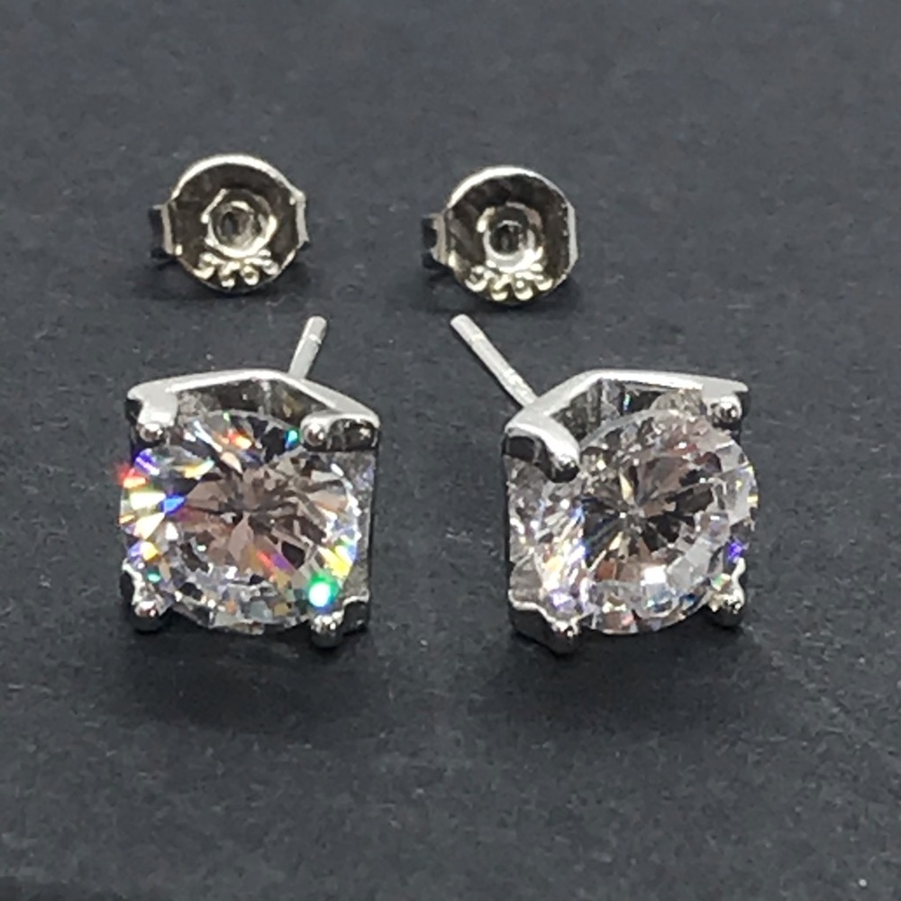 Sterling Silver 925 Cubic Zircon Stud Earrings - Picture 3 of 5